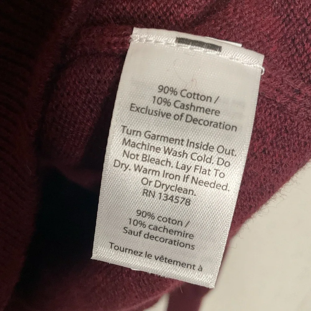 Vineyard Vines Sweater Mens Large Cotton Cashmere Maroon Pullover Crew Logo‎